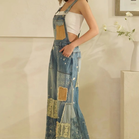 💕 Oli & Hali Patchwork Denim Overalls - Picture 4 of 9
